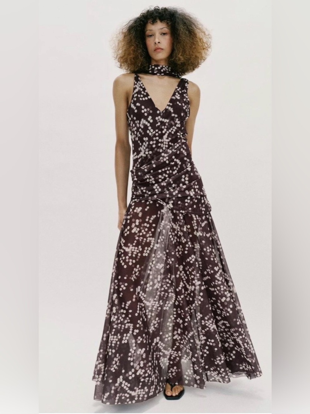 Zara Scarf Detail Maxi Dress